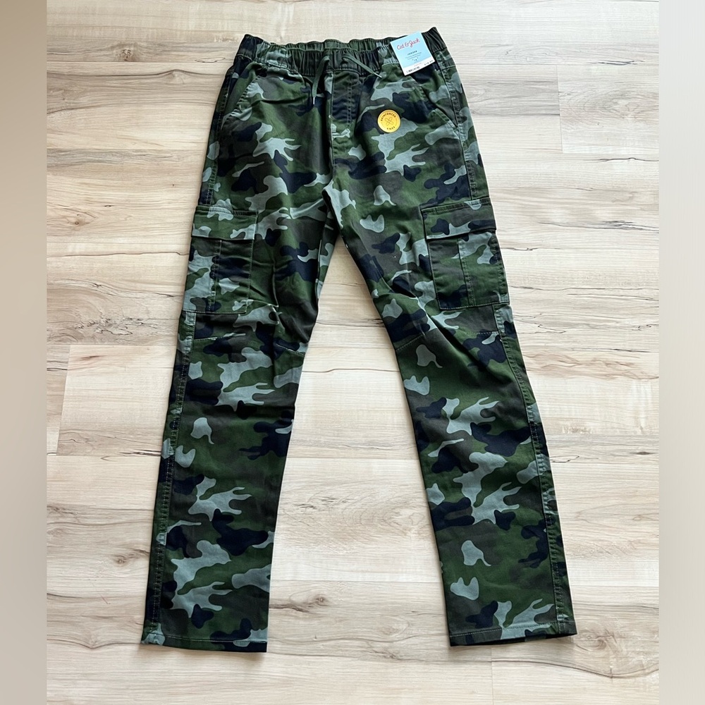 NWT Cat & Jack Boys Green Camo Cargo Joggers Pull On Pants Size 18
